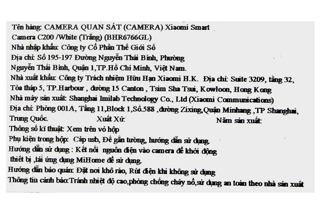 Camera IP 360 Độ 2MP Xiaomi Mi Home C200 Màu Trắng