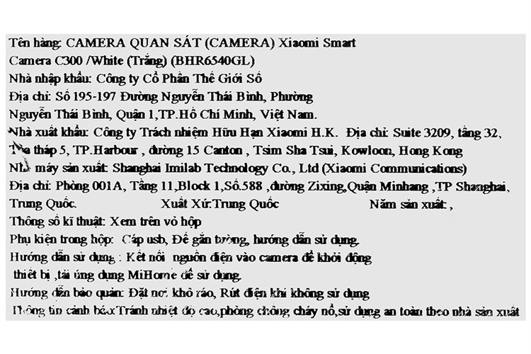 Camera IP 360 Độ 3MP Xiaomi Mi Home C300 Màu Trắng