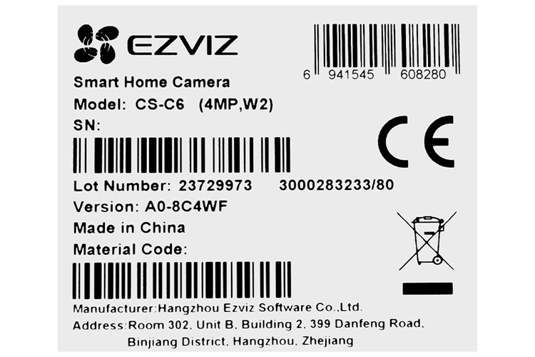 Camera IP 360 Độ 4MP EZVIZ CS-C6 Màu Trắng