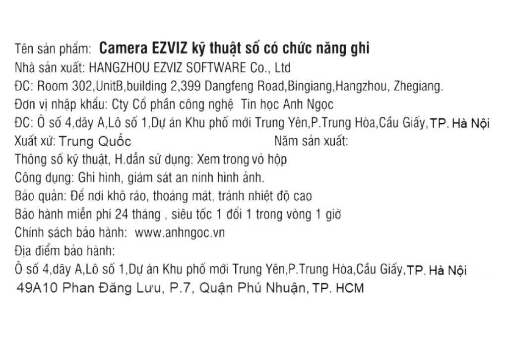Camera Trông Trẻ 2MP EZVIZ BM1 Màu Xanh Dương