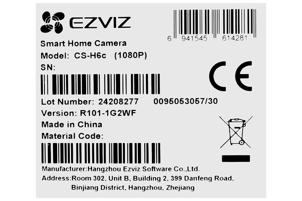 Camera IP 360 Độ 2 MP EZVIZ H6C Màu Trắng