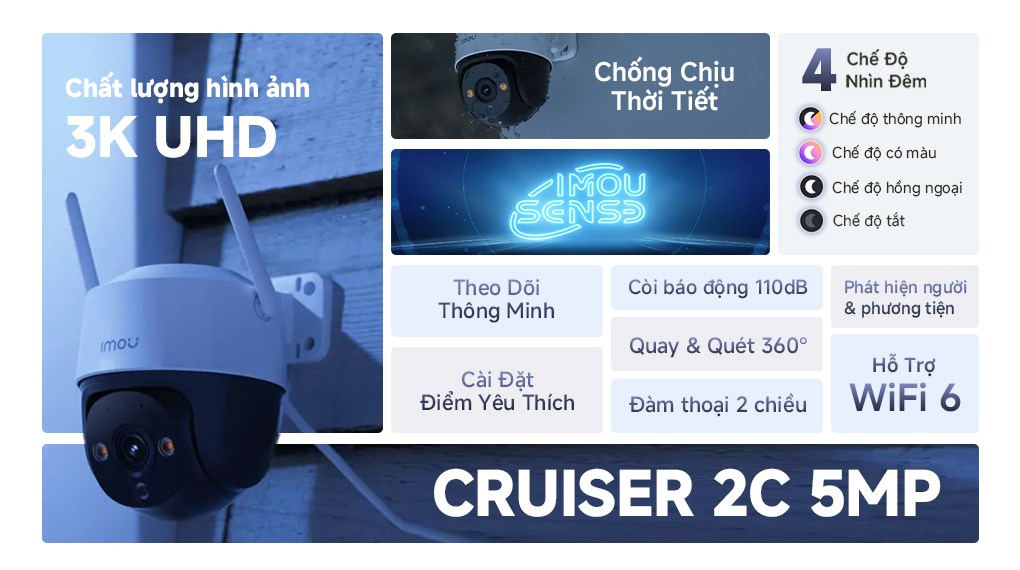 Camera IP Ngoài trời 360 Độ IMOU Cruiser 2C S7CP-5M0WE
