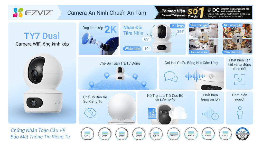 Camera IP 360 Độ EZVIZ TY7 Dual