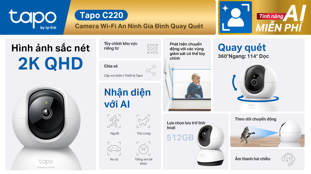 Camera IP 360 Độ 4MP TP-Link Tapo C220