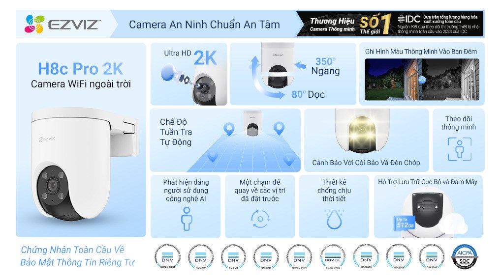 Camera IP Ngoài Trời 360 Độ Ezviz H8C Pro