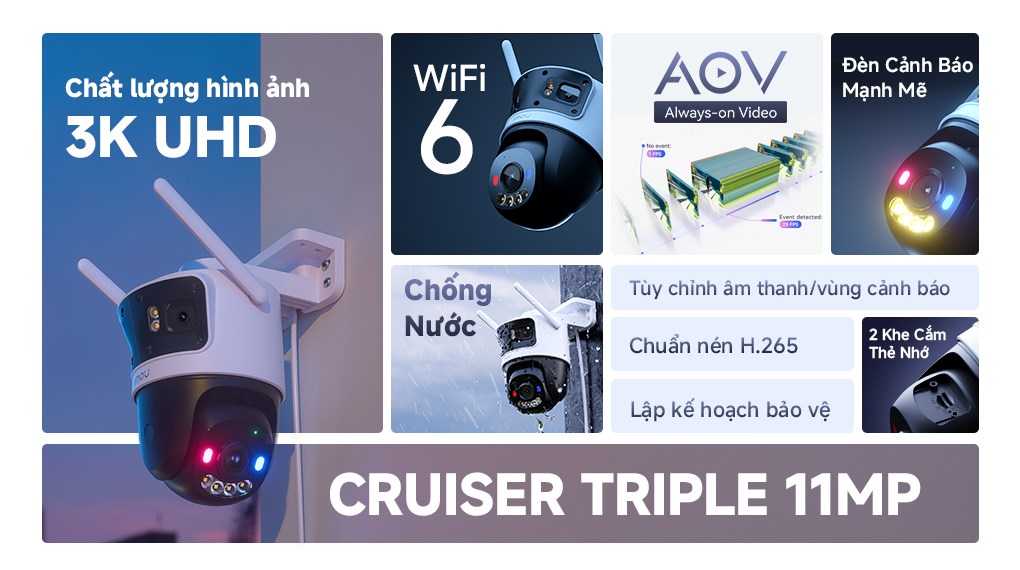 Camera IP Ngoài Trời 360 Độ IMOU Cruiser Triple IPC-S7UP-11M0WED