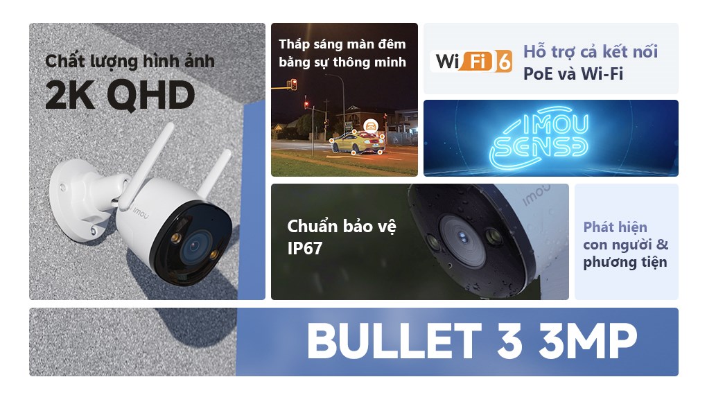 Camera IP Ngoài trời IMOU Bullet 3 S3EP-3M0WE