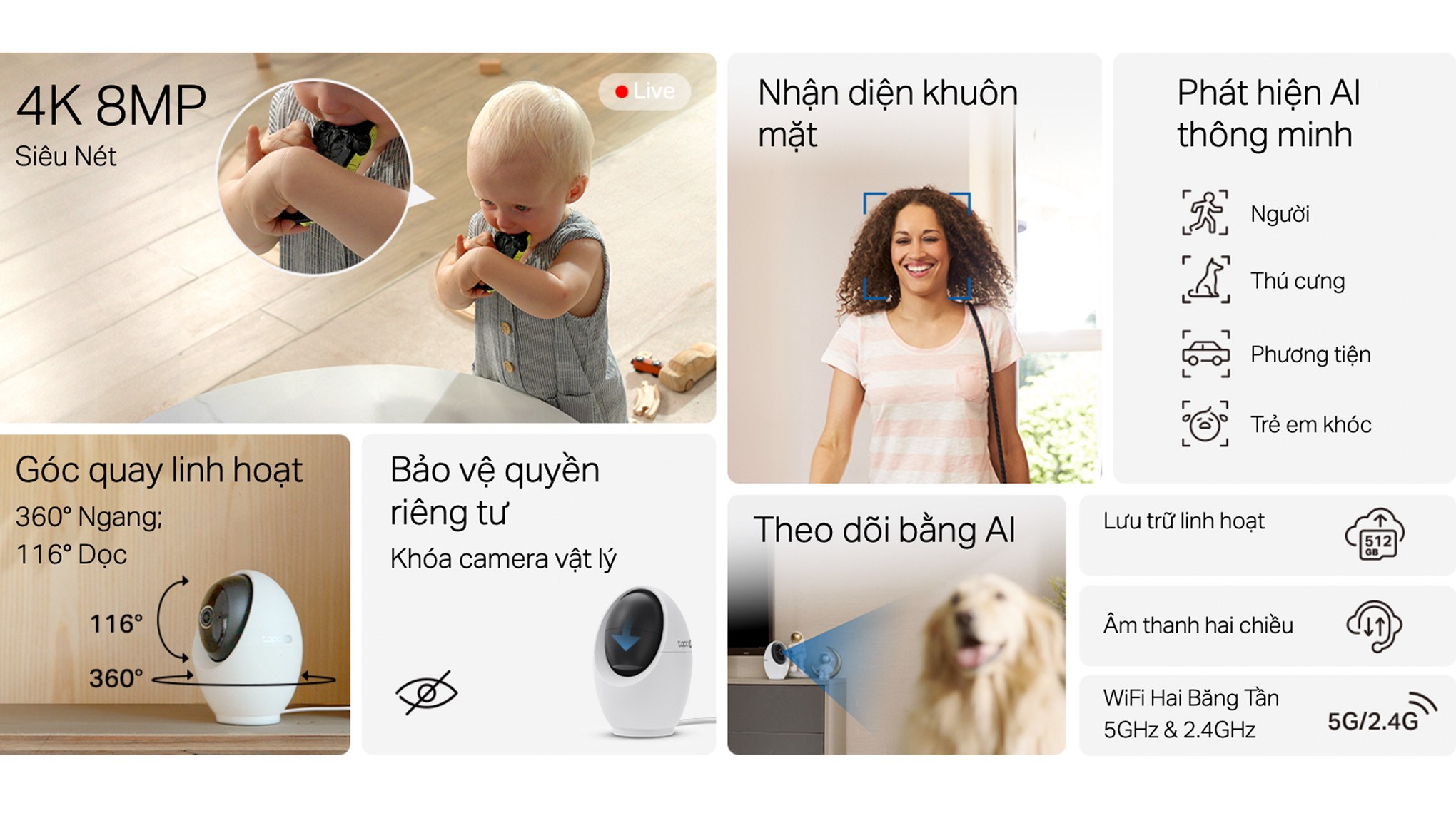 Chi tiết tính năng Camera IP 360 Độ TP-Link Tapo C260