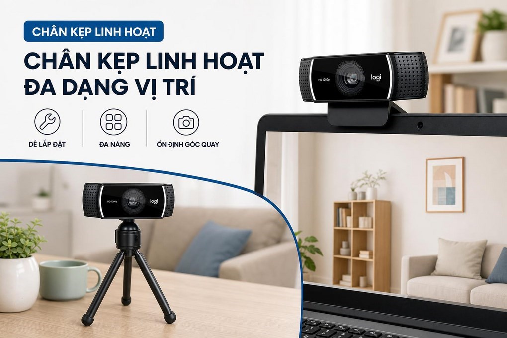 Webcam Logitech C922 Full HD - chân kẹp linh hoạt