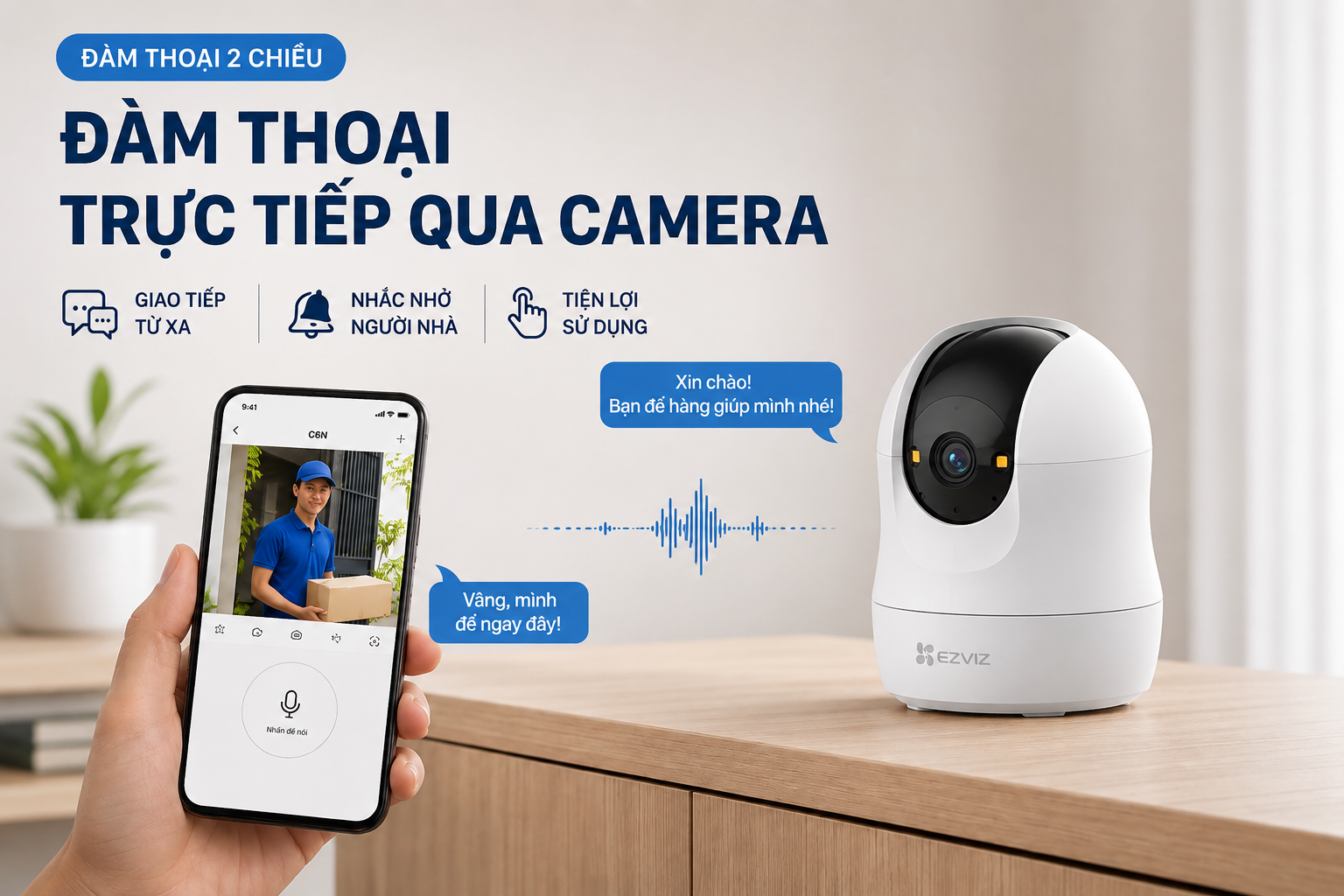 Camera IP 360 Độ 3MP EZVIZ C6N G1 - Đàm thoại 2 chiều
