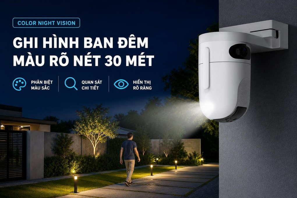 Camera IP Ngoài Trời 360 Độ 5MP Ezviz H9C Dual - ghi hình ban đêm rõ nét