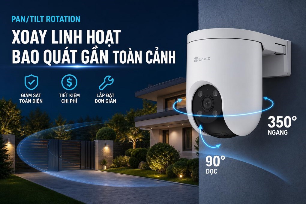 Camera IP Ngoài trời 360 Độ 5MP Ezviz H8C Pro 4G - xoay linh hoạt bao quát toàn cảnh