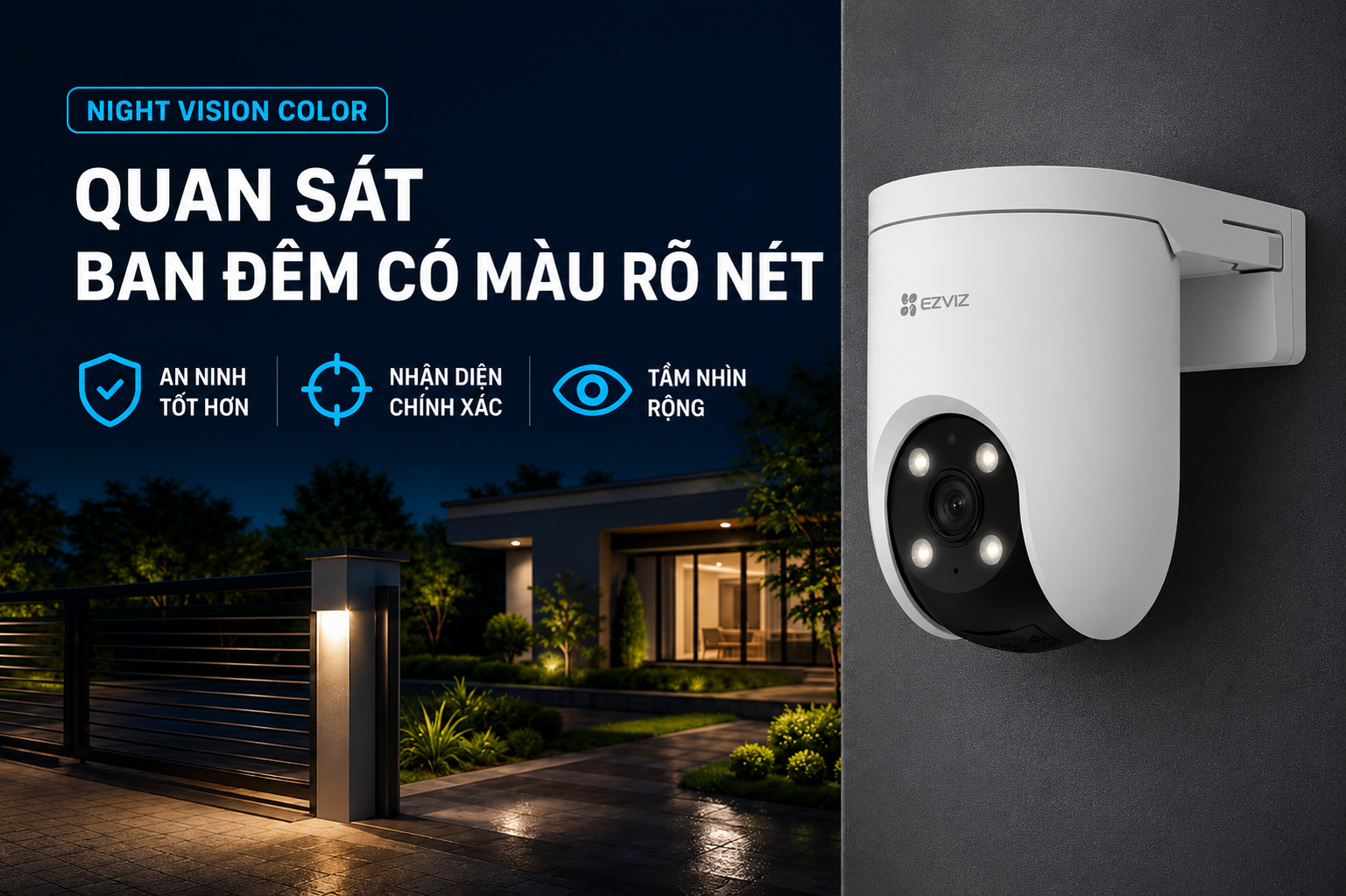 Camera IP Ngoài trời 360 Độ 5MP Ezviz H8C Pro 4G - quan sát ban đêm có màu