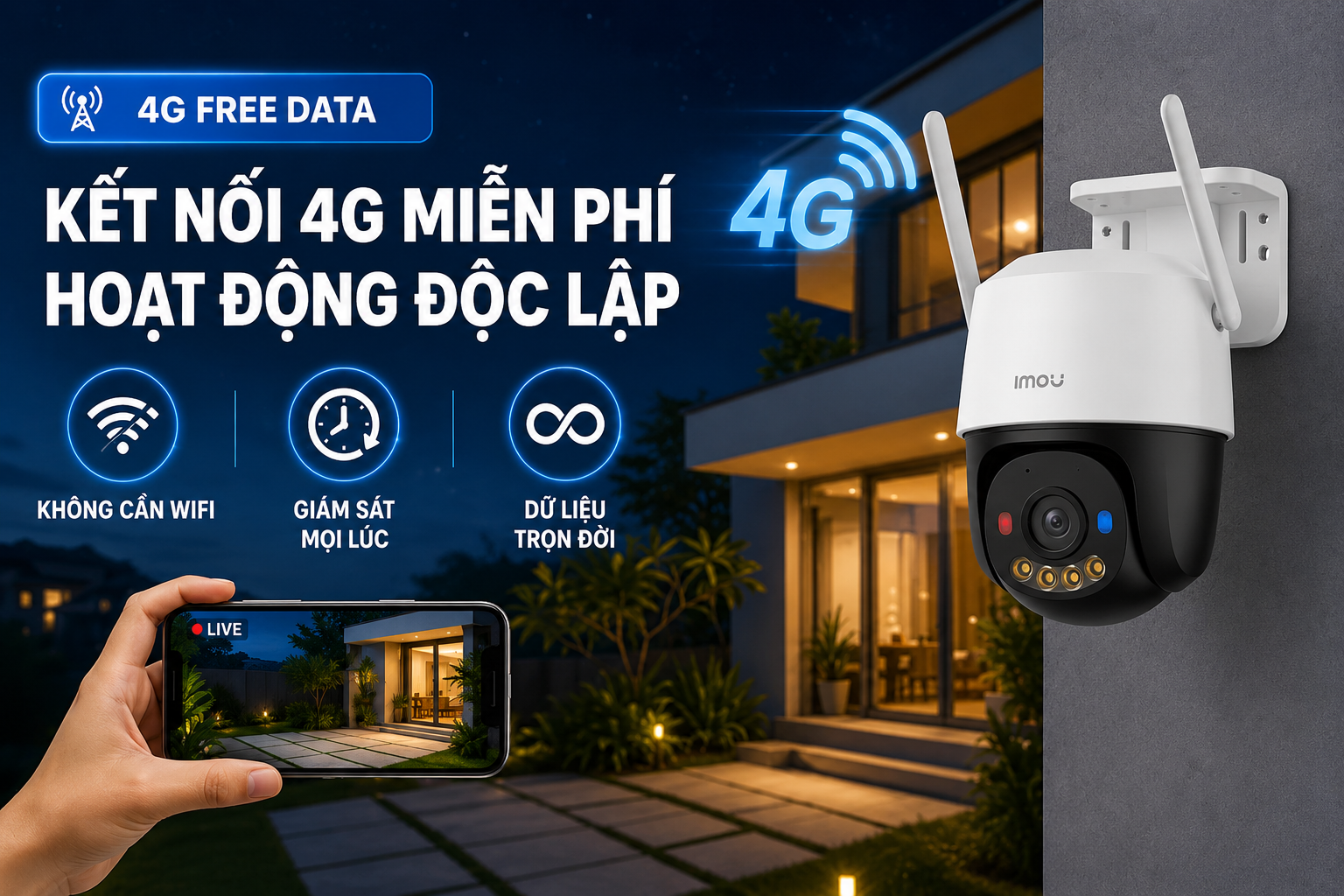 Camera IP Ngoài Trời 360 Độ IMOU Cruiser SC 4G Free Data IPC-K7F-3M1T-X