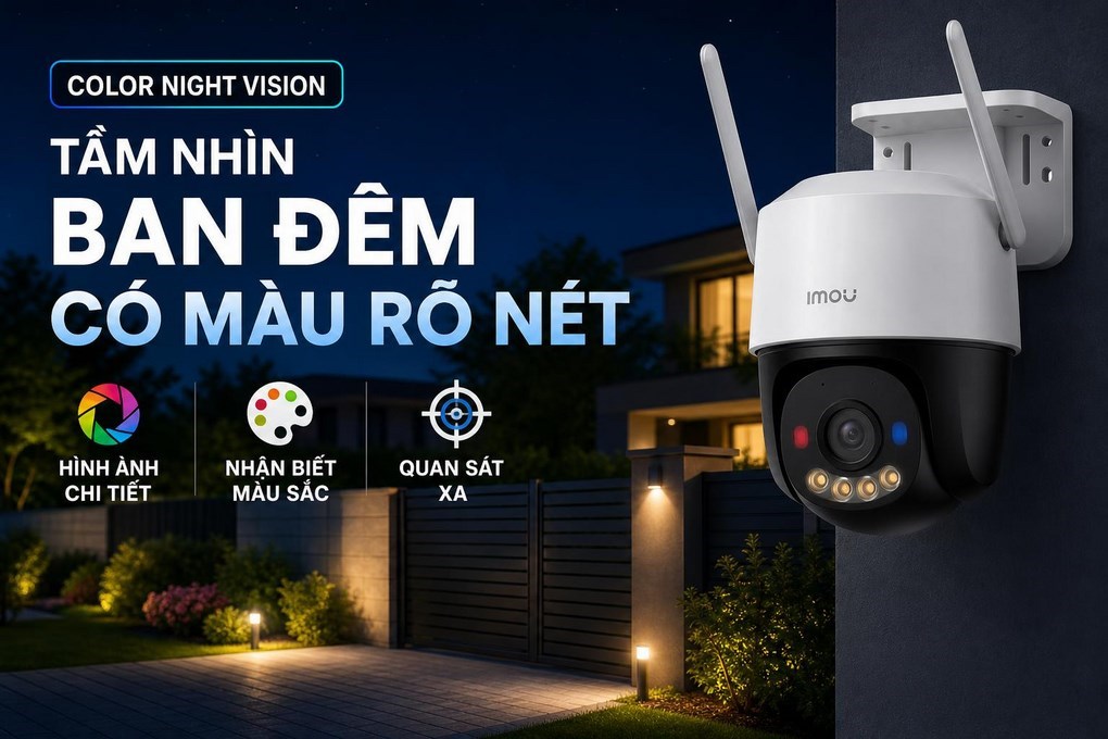 Camera IP Ngoài trời 360 Độ IMOU Cruiser SC IPC-K7FP-3H0WE - tầm nhìn ban đêm rõ màu