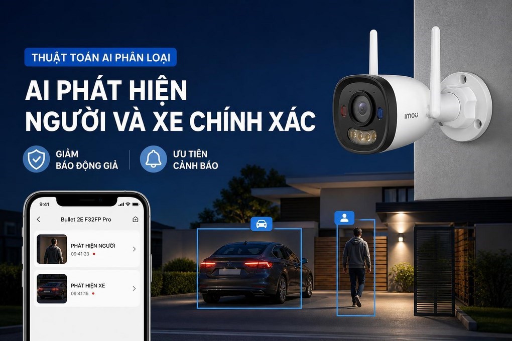 Camera IP Ngoài Trời IMOU Bullet 2E F32FP Pro - AI phát hiện người và xe 
