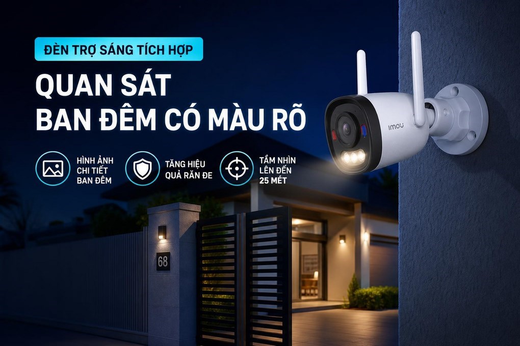 Camera IP Ngoài Trời IMOU Bullet 2E F32FP Pro - quan sát ban đêm có màu  