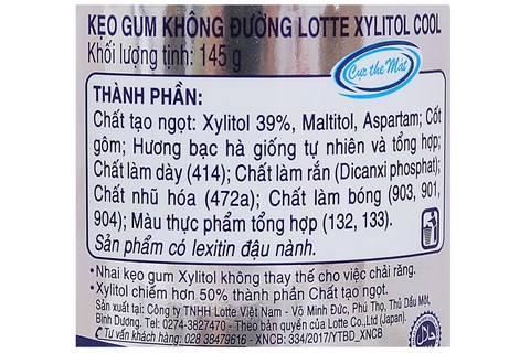 Kẹo cao su Không đường Xylitol Cool 145g-3