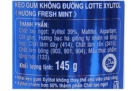 Kẹo cao su Xylitol Fresh Mint 145g