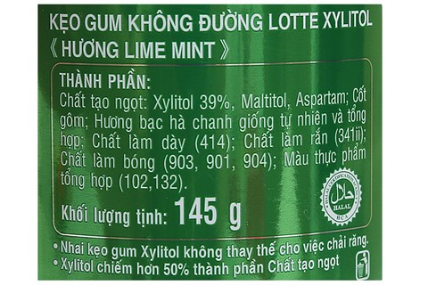 Kẹo cao su Xylitol Lime Mint 145g-3