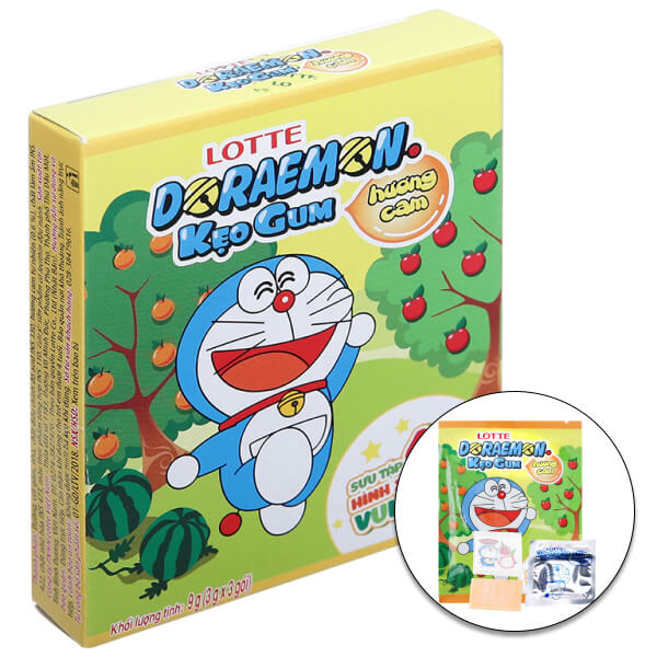 Kẹo gum Lotte Doraemon cam 9g