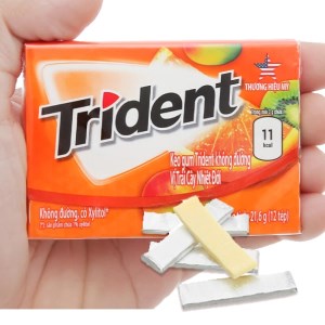 Kẹo gum không đường Trident Ice vị trái cây nhiệt đới hộp 21.6g