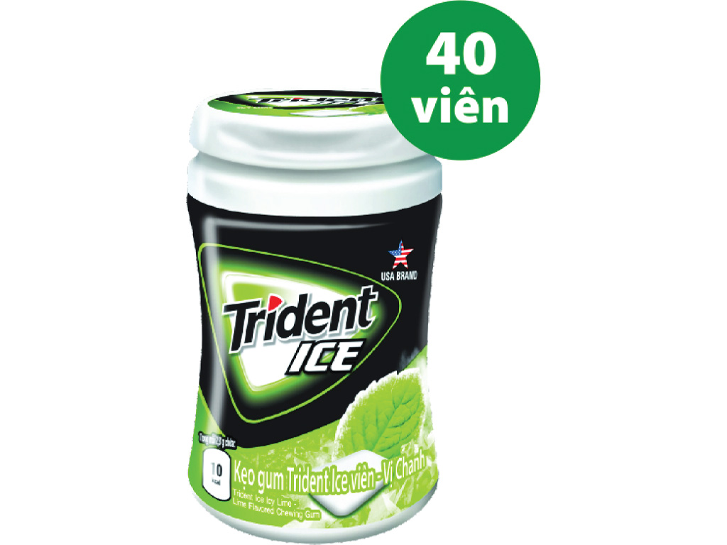 Kẹo gum Trident Ice vị chanh hũ 56g 9