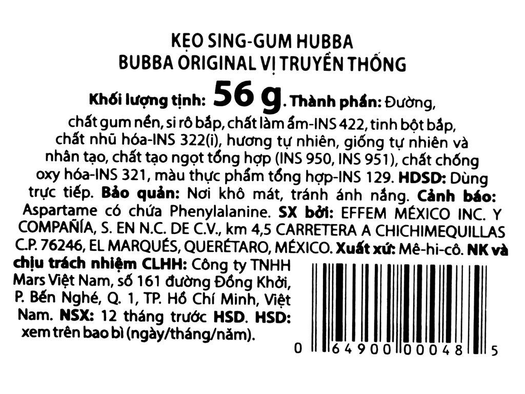 Kẹo Gum Hubba Bubba Hộp 56G Giá Tốt Tại Bách Hoá Xanh