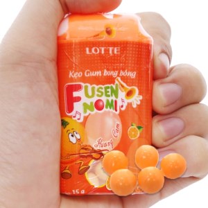 Kẹo gum bong bóng Lotte Fusen Nomi hương cam hũ 15g