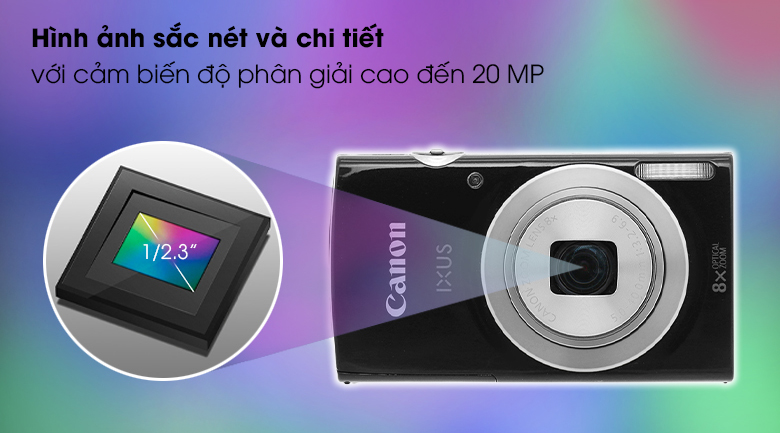 Cảm biến CCD 1/2.3 inch 20 MP cho hình ảnh sắc nét, chi tiết - Máy ảnh Compact Canon IXUS 185