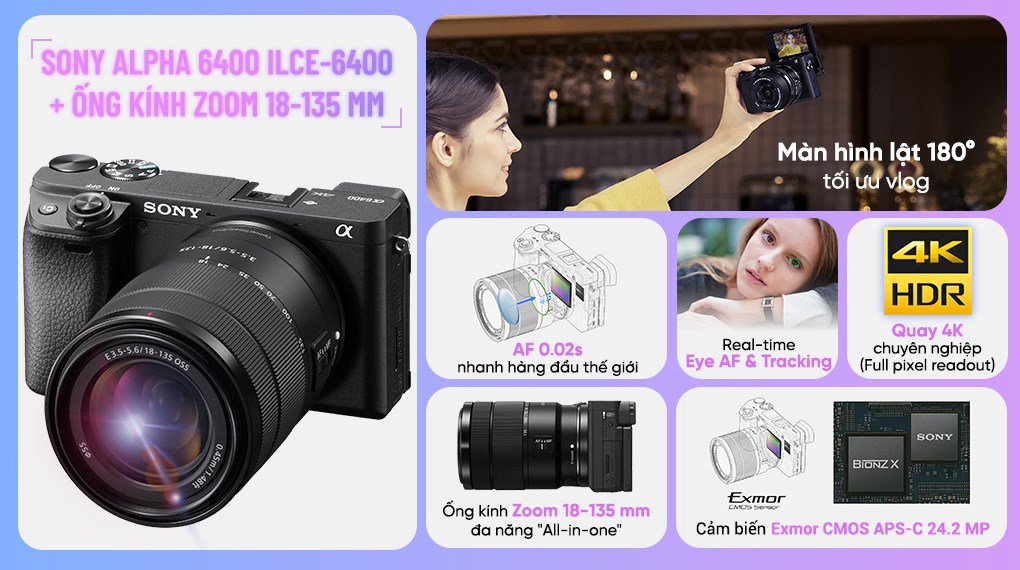 Máy ảnh kỹ thuật số Sony Alpha 6400 ILCE-6400M/BAP2