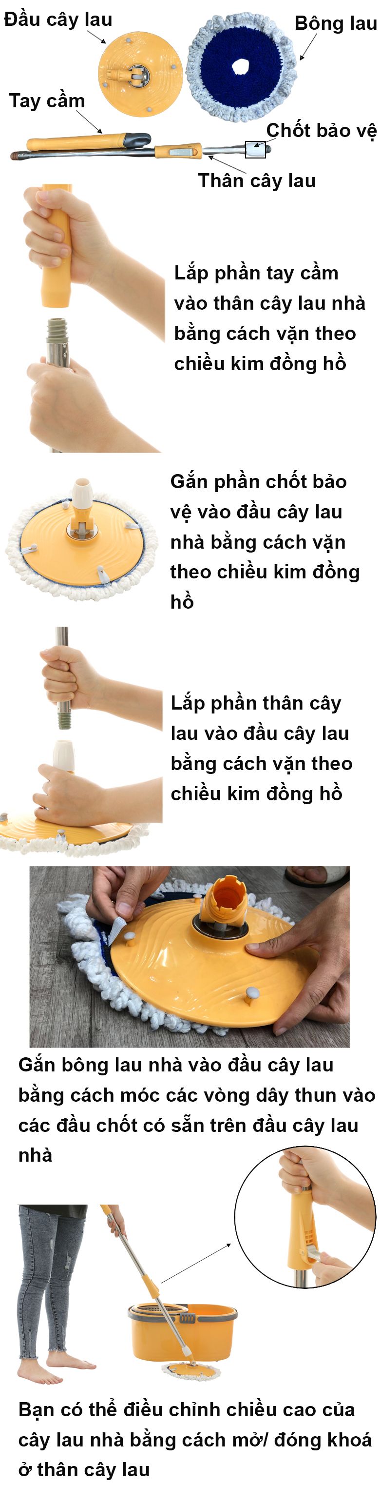 Hướng dẫn lắp cây lau nhà