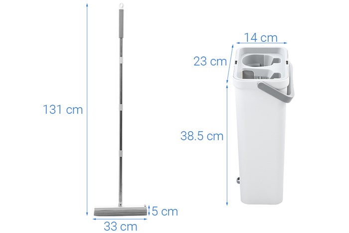 Bộ lau nhà tự vắt Hommy BH-PM41 Màu Trắng - Xám