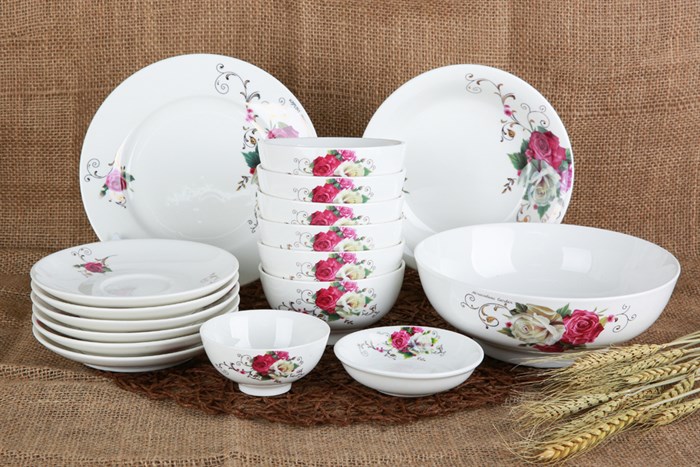 Bộ 17 món tô chén dĩa sứ Minh Châu BQ17 Màu Vàng