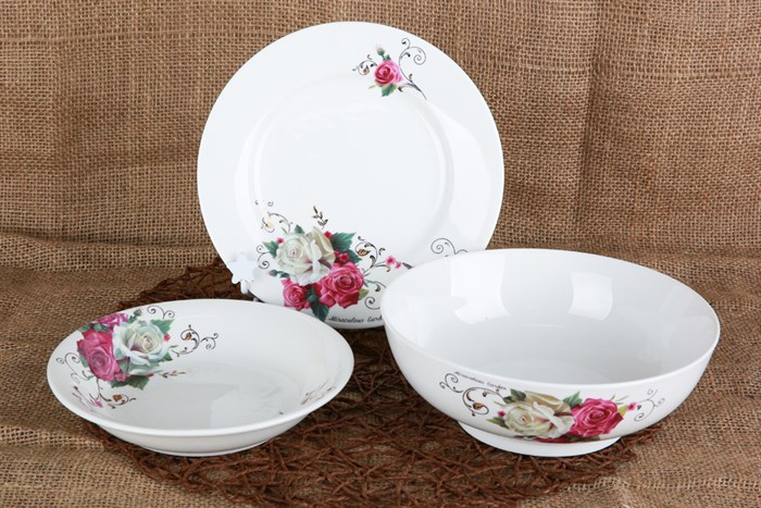 Bộ 17 món tô chén dĩa sứ Minh Châu BQ17 Màu Vàng