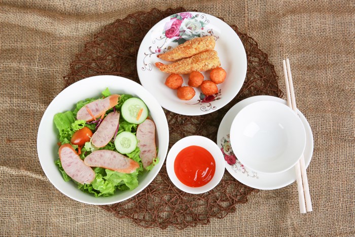 Bộ 17 món tô chén dĩa sứ Minh Châu BQ17 Màu Vàng