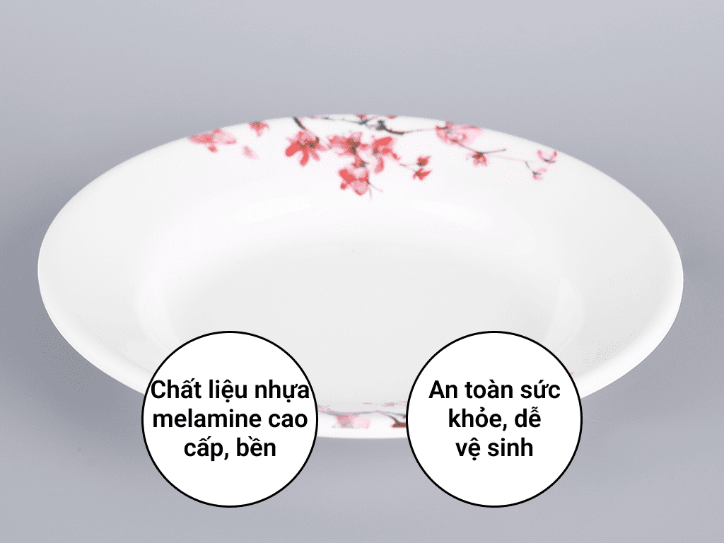 Dĩa nhựa melamine sâu Vinh Cơ A5206 hoa anh đào 2