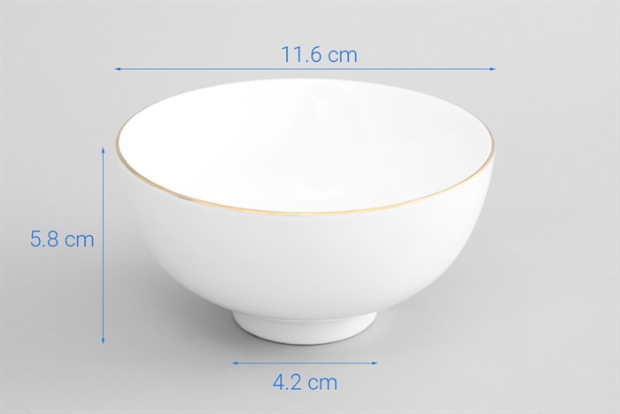 Chén cơm sứ viền vàng 12K 11.6 cm Minh Châu MC-C06 Màu Trắng