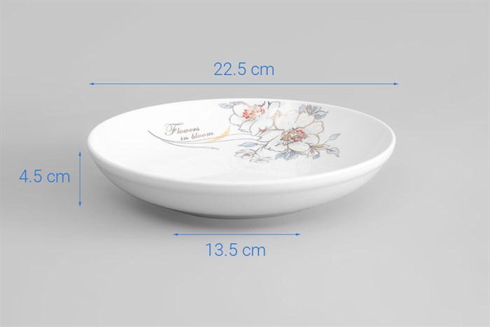 Dĩa sâu sứ 22.5 cm Minh Châu MC-DHS09 Màu Trắng