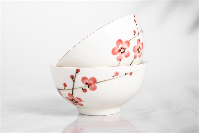 Bộ tô chén dĩa 13 cái UNC UDS132 hoa đào Màu Trắng