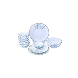 Bộ 12 món tô chén dĩa sứ Bát Tràng UNC DS610 sen xanh