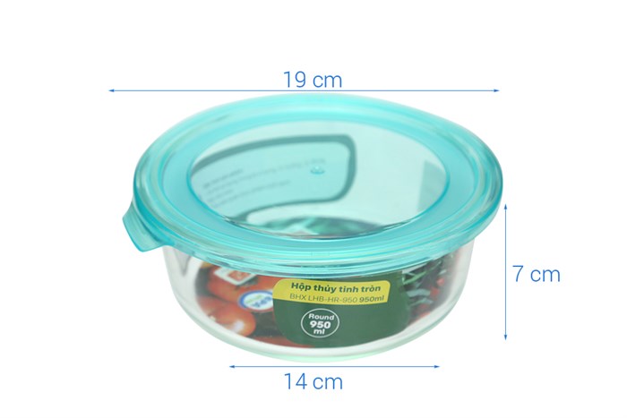 Hộp đựng thực phẩm thủy tinh 950 ml BHX LHB-HR-950 Màu Trắng