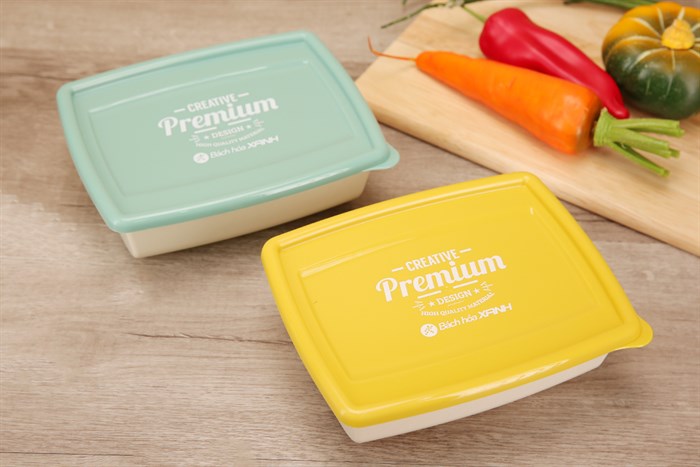 Bộ 2 hộp đựng thực phẩm nhựa Thái Lan 1 lít BHX PL-PN3433AX2-P1 Màu Trắng