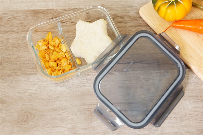 Hộp đựng cơm 2 ngăn thuỷ tinh 1 lít BHX DL-GPK14-2 Màu Trắng