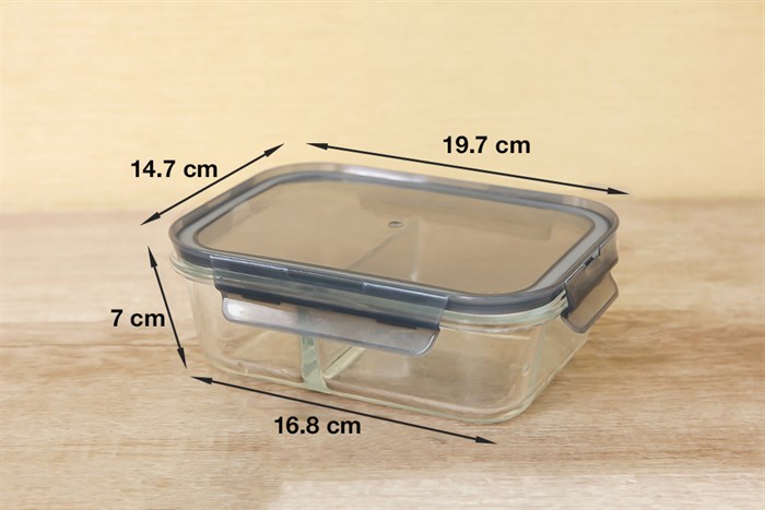 Hộp đựng cơm 2 ngăn thuỷ tinh 1 lít BHX DL-GPK14-2 Màu Trắng