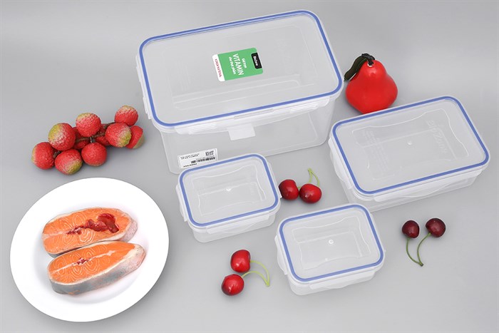 Bộ 4 hộp đựng thực phẩm nhựa Biozone SH KB-CO4PO4 Màu Trắng