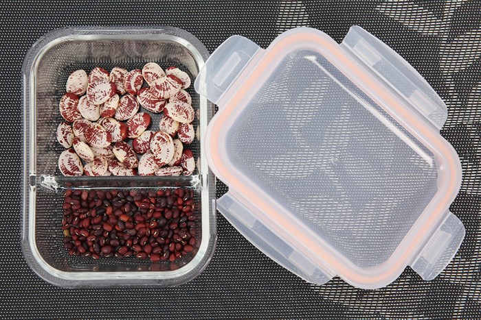 Hộp đựng thực phẩm thủy tinh hai ngăn 570 ml Hommy HSG640RC Màu Cam