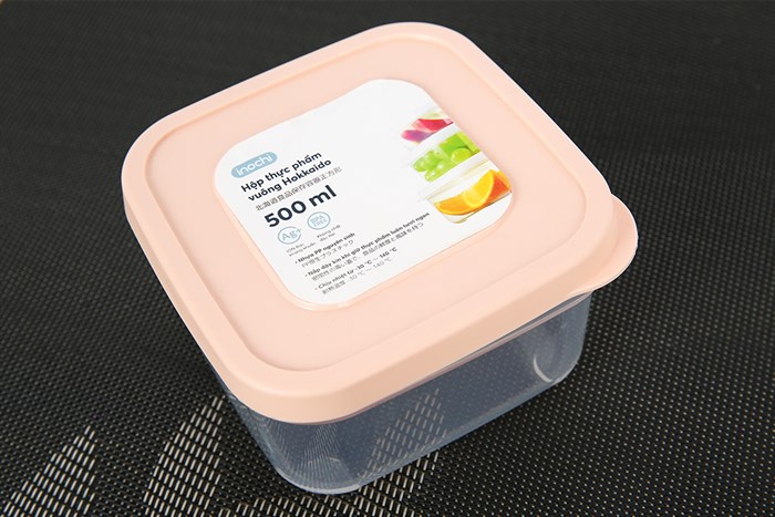 Hộp đựng thực phẩm nhựa 500 ml Hokkaido Inochi HIN.HOVU.0500ZZ1 Màu Cam