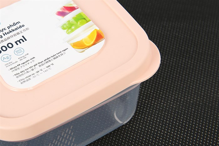 Hộp đựng thực phẩm nhựa 500 ml Hokkaido Inochi HIN.HOVU.0500ZZ1 Màu Cam