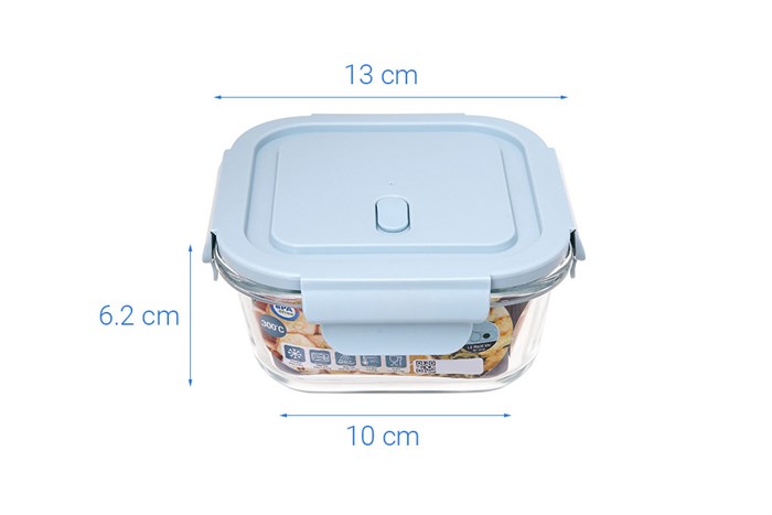 Hộp đựng thực phẩm thủy tinh 520 ml Hommy GB13G16130AM Màu Xanh Dương